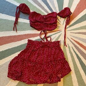 Polka Dot Crop Top Skirt Set